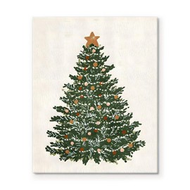 Christmas Canvas Wall Art Decor - 16X20 inch Festive Home Decor, Minimalist Christmas Tree Design with Star Topper, Seasonal Artwork for Room, Kitchen or Office, Ideal Gift for Winter Celebrations