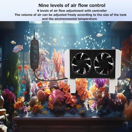 Aquarium Chiller Fish Tank Fan Aquarium Cooling Fan 9-Level Speed Adjustable Aquarium Fan Quiet Aquarium Cooler with Wide Angle Wind Suitable for Fish Tank