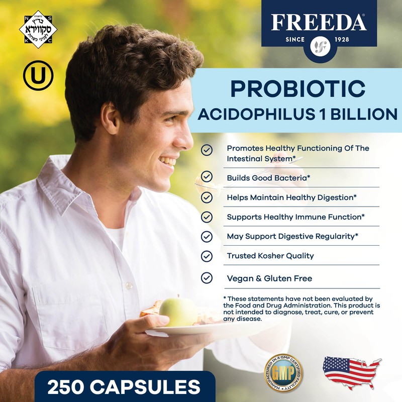 FREEDA Acidophilus Probiotic 1 Billion CFU - Lactobacillus Acidophilus Probiotics