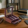 Bey-Berk Walnut Wood 19-Pen Display Box with Glass Top, Drawer,