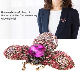Brooch Jewellery, Retro Bee Shape Brooch Animal Fashion Shell Pearl Brooch Pin Fashionable Gifts Women's Brooches Pin Alloy Attractive Decorative Rhinestone Pin Ornament for Coat Suit (Rose Red),