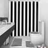MYUSRE 4 Piece Black and White Striped Shower Curtain Set