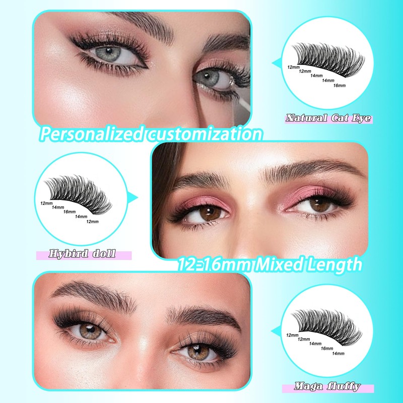 PURELEOR Cluster Lashes Kit DIY Individual Lash Clusters at Home