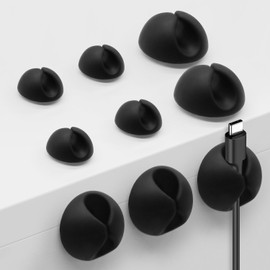 SmiLife Black Cable Clips 9 PCS, Adhesive Cable Organizer Phone Charging Cord Holder, Wire Organizer for Desk