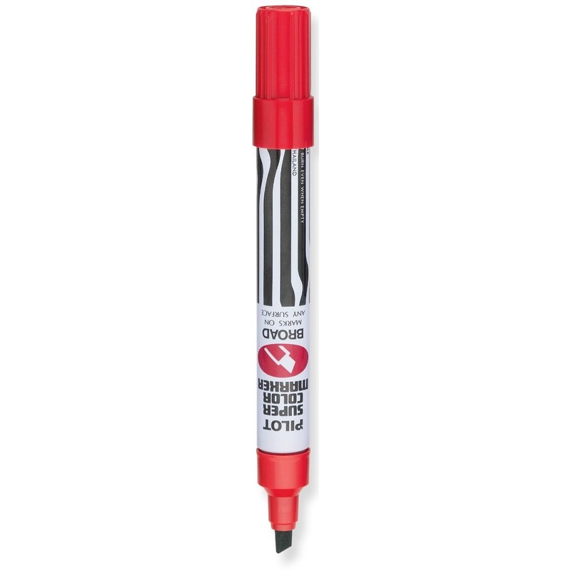 Pilot SC-B, Marcador, Tinta Permanente Rojo, Cincel, Rellenable, Doce Piezas