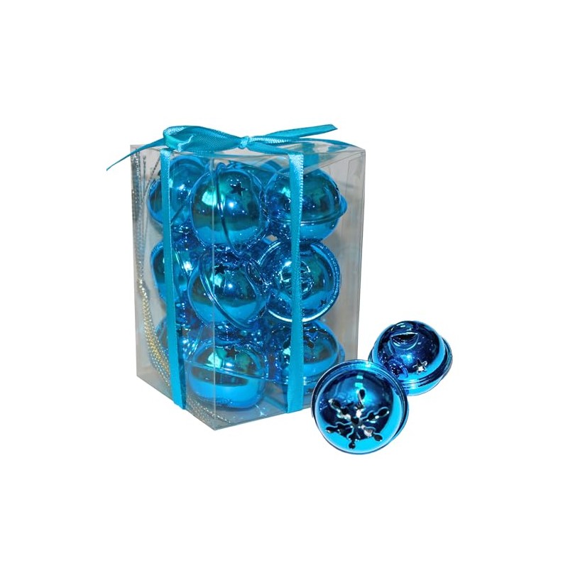 Christmas Decoration 12 Pack Snowflake 40mm Jingle Bell Baubles -