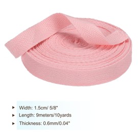 PATIKIL Cotton Webbing Tape, 15 mm x 9 m, Bias Tape, Cotton Seam Tape, Twill Tape, Hemming Tape, Fabric Tape, Woven Tape for Sewing for DIY Crafts, Knitting Packaging, Light Pink