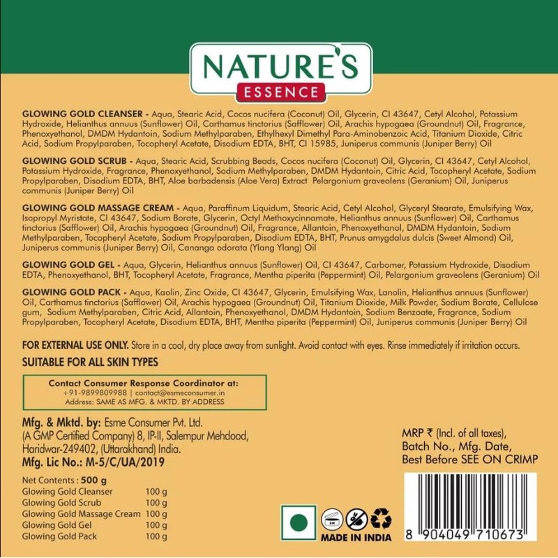 Nature's Essence Glowing Gold Facial Kit, 500 grams (5X100 grams)