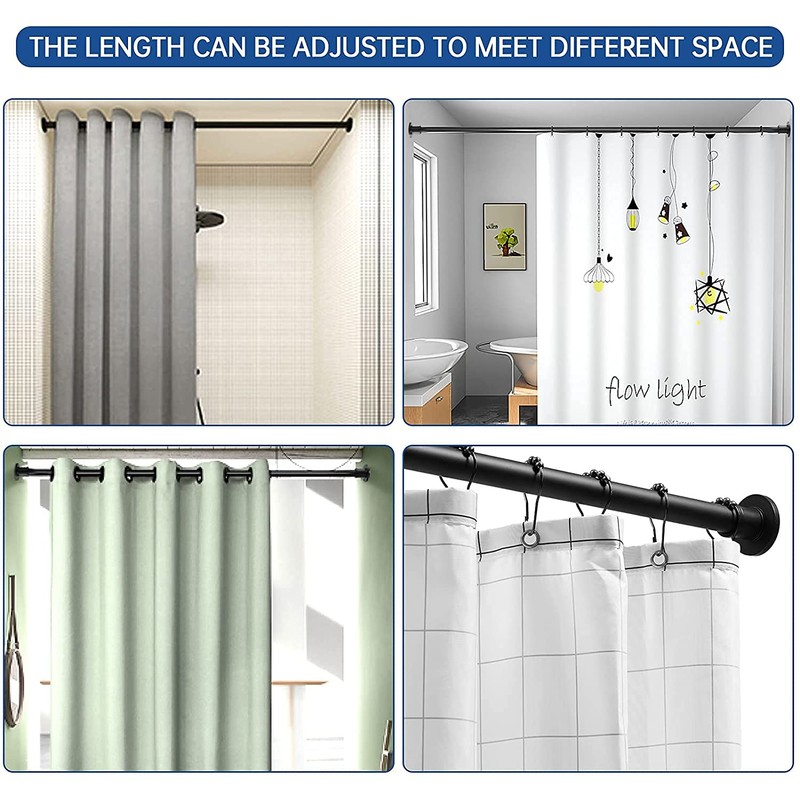 BRIOFOX Industrial Shower Curtain Rod - Never Rust Non-Slip 27-43