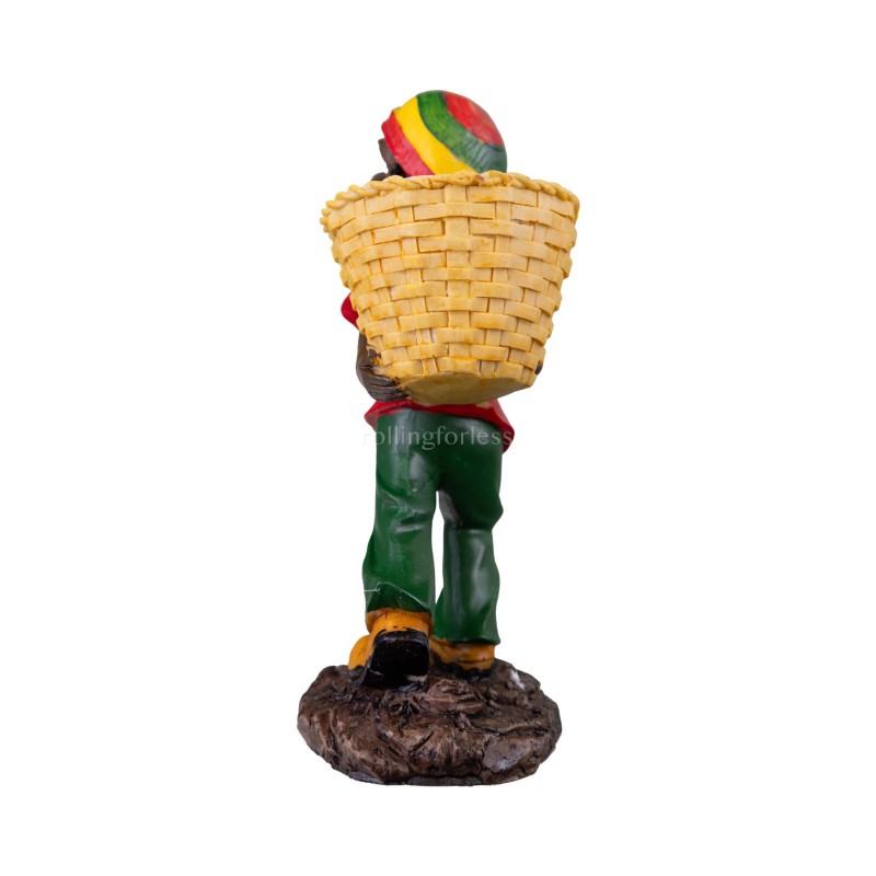 9" Medium Rasta Jamaican Man Holding Bowl Polyresin Ashtray Decoration
