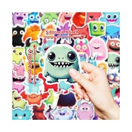 Cute Little Monster Stickers for Water Bottle,50 PCS Monster Cute Style Scrawl Stickers Pack for Guitar Suitcase Laptop Phone Luggage,Waterproof Vinyl Stickers for Teens Girls Children Party Favors