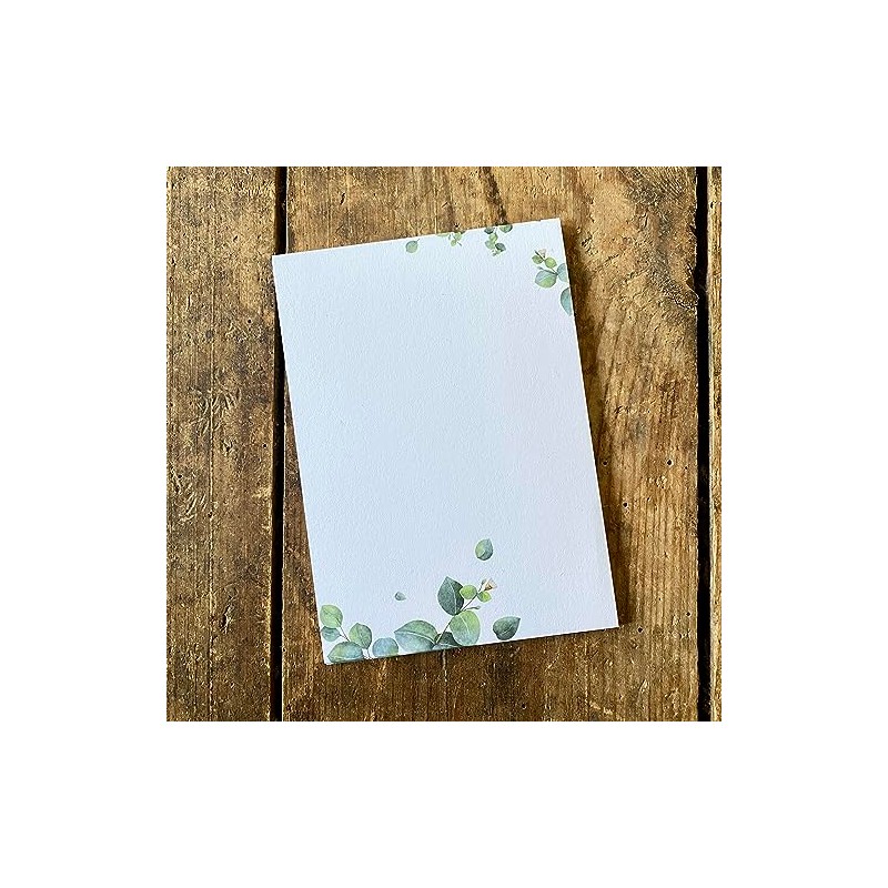 Notepads, DIN A6, eucalyptus motif, 25 sheets per pad (10)