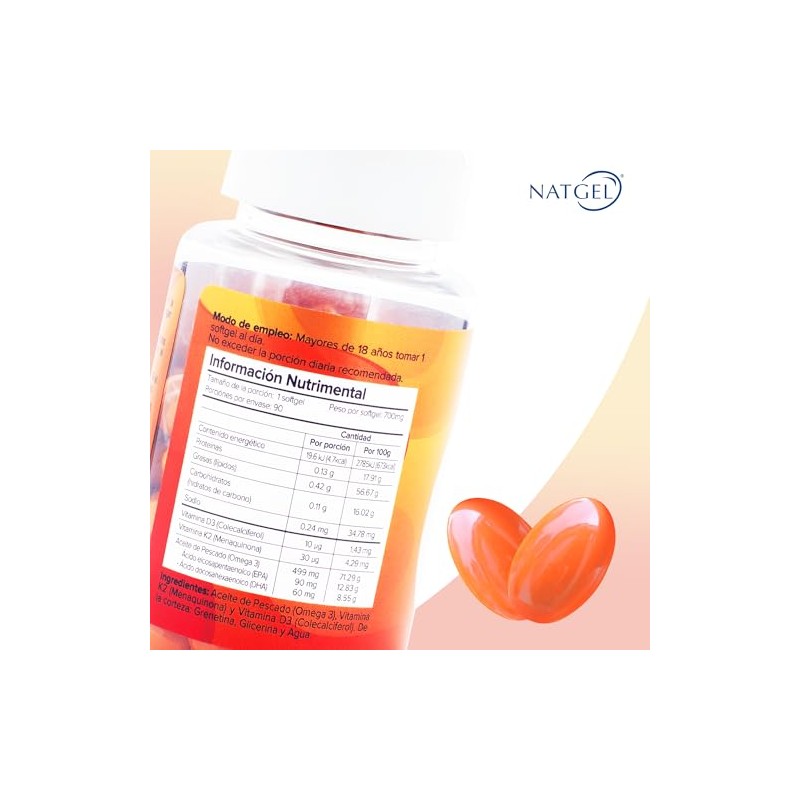 D3 + K2 | Natgel Vitaminas D3 + K2 y