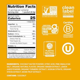 Cure Hydration Bebida de electrolitos vegetal | Sin azúcar añadido | FSA-HSA | Polvo para aliviar la deshidratación hecho con agua de coco | Sin OMG |
