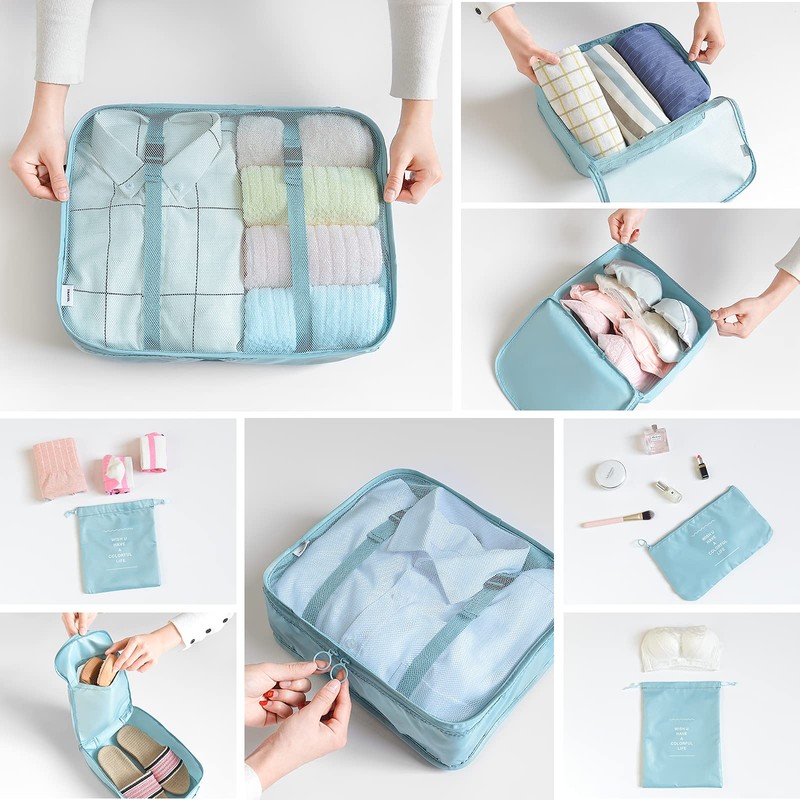 BillyBath Packing cubes Suitcase Organiser Set, 8 Pieces Clothes Bags