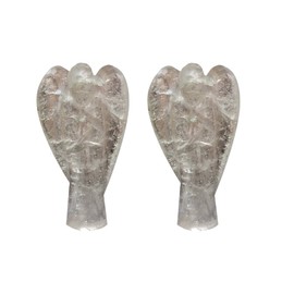 Wonder Care Pocket Guardian Angel Clear Quartz Crystal Natural Gemstone Reiki Healing Energy Carved Statue Figurines (1.5"-2.0") (pack of 2)
