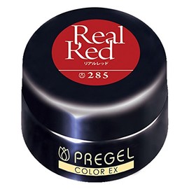 PRE GEL Gel Nail Color EX, Real Red 285, 0.14 oz (4 g), UV/LED Compatible, Color Gel