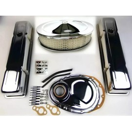 espeedpro21 SB Chevy Chrome Engine Dress Up Kit Tall Valve Covers Air Cleaner 58-79 SBC 350