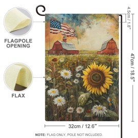 Patriotic Sunflower-11 Garden Flag 12x18 Inch Double Sided for Outside Small Burlap Yard Flag