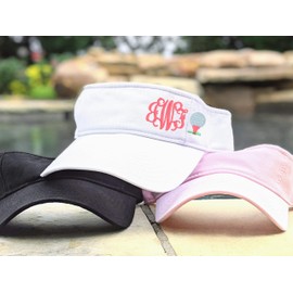 Women's Custom Monogrammed Golf Golfer Initials Visor, Embroidered with Ball and Tee, Female Player Tournament Country Club, Gift Present Clothing Wife Friend Sister Mom Player Birthday Mother's Day