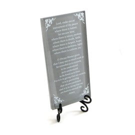 Lifeforce Glass The Prayer of St. Francis Inspirational Glass Plaque. Beloved Prayer Provides Encouragement for All. Includes Folding Easel Grey.