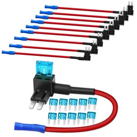 ZIMISI 10PCS Mini Fuse Tap, 12V Car Blade Adapter with 15A Fuses Holder, Car Add a Circuit Fuse Tap Adapters, Dual Circuit Add-On Adapter Connector of ATM APM for Vehicles Trucks Boats (Mini)