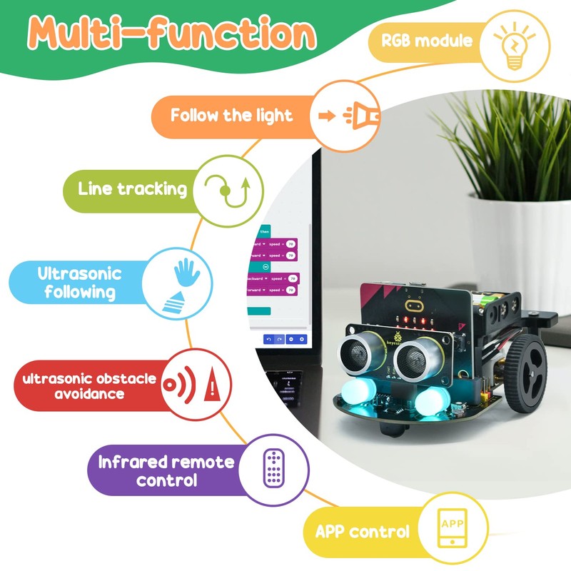 KEYESTUDIO BBC Microbit V2 Starter Kit, Micro Bit Car Kit
