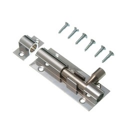 Door Bolt Barrel Lock 63 mm 2 1/2 Inch Chrome with Screws (Pack of 3)