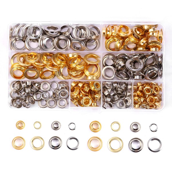 200 Sets Metal Grommets Eyelets 1/2" 1/4" 2/5" 3/16" with
