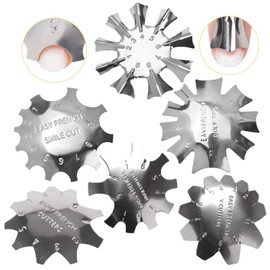 Ziyero 6 Pcs/Set French Smile Line Manicure Edge Cutter Manicure Edge Trimmer Set French Nail Guide Tools Stainless Steel 6 Shapes Multi Sizes for DIY Salon Beauty Salon Nail Beginners - Silver