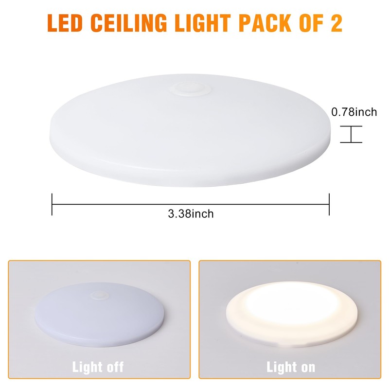 Facon 3.5" LED RV Puck Light Surface Mount - 2Pack,