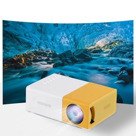 Mini Projector Portable Projector 1080P Supported, Smart Movie Projector for Home Theater/Outdoor, Movie Projector Compatible with HDMI, USB, Audio, TF Card(Yellow)