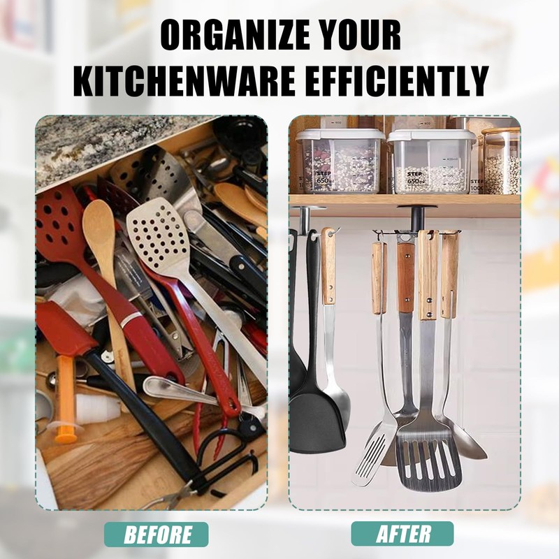 Zorfeter Under Cabinet Kitchen Utensil Hooks, Stainless Steel Utensil Racks