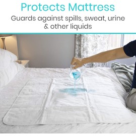 Vive Washable Incontinence Bed Pad - Heavy Duty, Absorbent Waterproof Urinary Mattress Protector - Overnight Sheet, Reusable Dry Bed Wetting Urinary Underpad Mattress Protection - Elderly Seniors, Kid