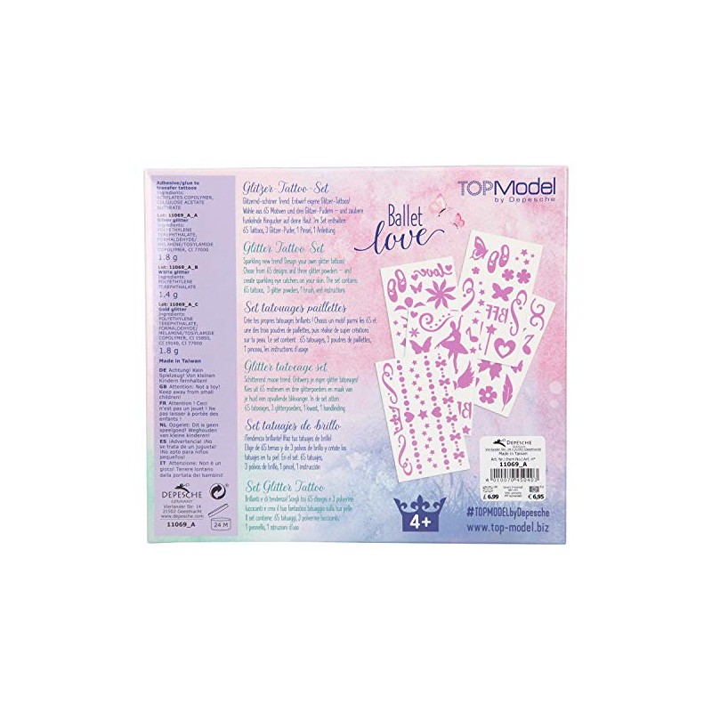 Depesche 11069 Glitter Tattoo Set, Fantasy Model Ballet, Pink, Approx.