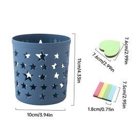 MAINOSHY 4PCS Pencil Holder Cup Hollow Star Pencil Pots Multifunction Makeup Brush Holder Desk Organiser Stationery Storage with Sticky Notes for Office, Home, Classroom
