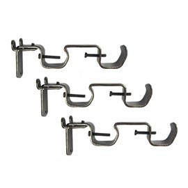 SatoriHome Double Rod Curtain Brackets, Set of 3 – Bronze Finish, Heavy-Duty Steel, No-Drill Option with Anchors & Hardware