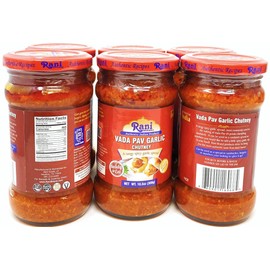 Rani Vada Pav Garlic Chutney 10.5oz (300g) Glass Jar, Ready to Eat, Pack of 5+1 FREE ~ Vegan | Gluten Free | NON-GMO | Indian Origin
