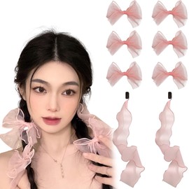 Hair Clip, Ribbon, Hairpin (Set of 8), Ribbon, Hair Ornament, Large, Bowknot, Cute, Hair Accessory, Cute Bow, Braided, Hairpin for Women, Girls, Children, Birthdays, Recitals, Coming-of-age Ceremonies, Graduations, Parties, Fireworks Shows, Princess