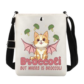 FUNYSO Broccoli Cat Lover Fantasy Book Reader Gift Book Club Bookish Dragon Rider Gift Crossbody Bag (where is Broccoli cb UK)