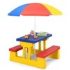 Pemberly Row Picnic Table Set withRemovable Umbrella Garden Patio Multicolor