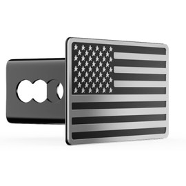 TOEASYTY Heavy American Flag Metal Trailer Hitch Covers for 2 inch Receivers,Tow Hitch Covers 2 Inch for Truck Accessories (with 5/8-Inch Pin Diameter Trailer Hitch Lock,Chrome Line)