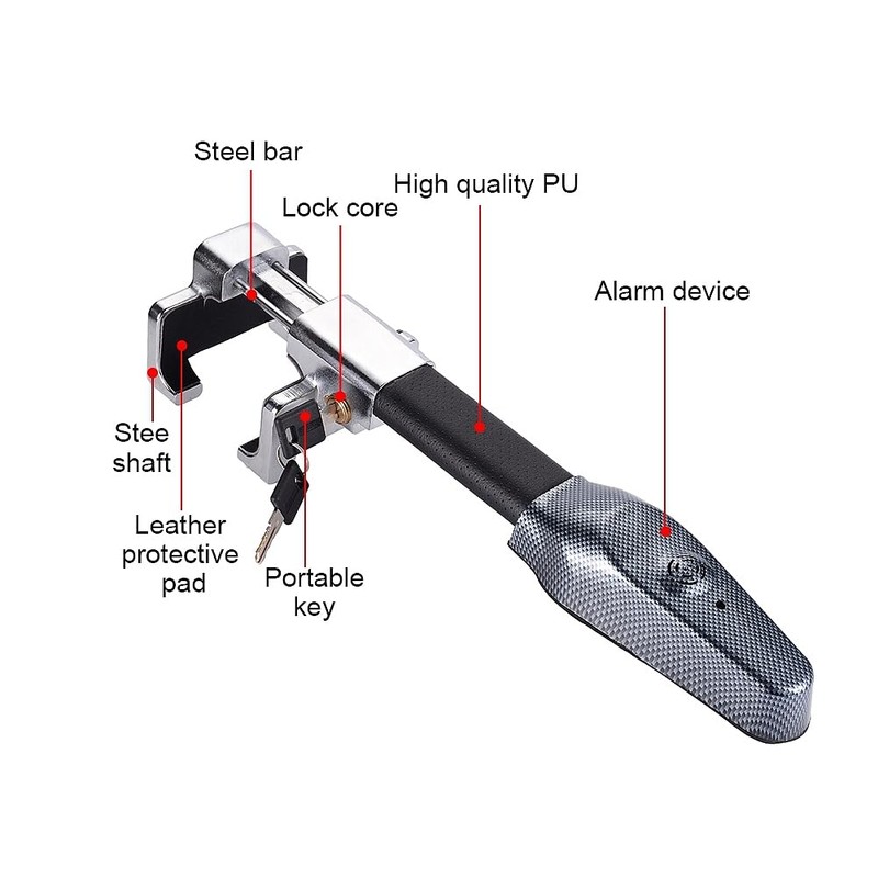 XIMINZ Steering Wheel Lock with Alarm Anti Theft Car Security