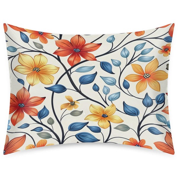 Satin Pillowcase Geometric Colorful Flowers Satin Pillow case for Hair