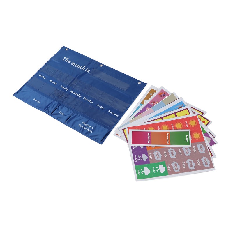 Elementary Weekly Calendar with Weather Pocket Learning Chart for Classroom