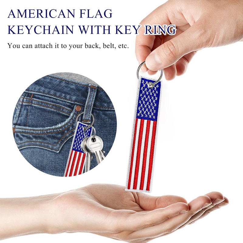 Gasedin 2 PCS American Flag Key Chain, Flag Key Chain