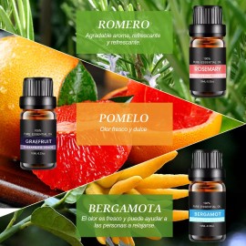 Kit de 12 Aceites Esenciales para Aromaterapia | 100% Puros | 10 ml Cada uno | Ideal para Spa