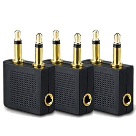 HEYUS [3 Pack] Airplane Headphone Audio Adapter, for Audio Jack to Plug Air Plane Flight Connector Dual Socket Headphone Audio Jack Male,Earphone Adaptor 3.5 mm 1/8 inch Fits Bose Beats