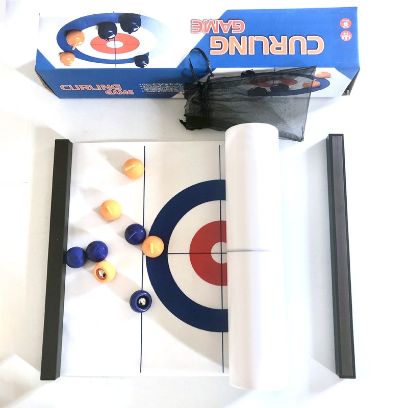 Tabletop Mini Curling Game Set Family Fun Board Games Shuffleboard