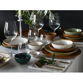 CreaTable, 21576, Acacia Wood Series - Nature Collection, 4-Piece Crockery Set, Multi-Purpose Bowl Set Made of Acacia Wood for 6 People, Quality Production, Match & Mix